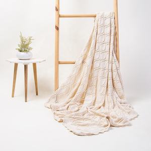 Luxury Knitted 100% Natural Cotton Knit <b>Throw</b> Blanket,Soft Warm Cozy Lightweight Decorative Blanket - Product Image 4
