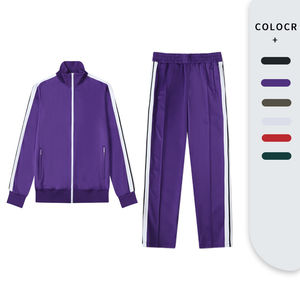 Ensemble de survêtement de sport d'hiver pour hommes, dernière collection, motif uni avec bande latérale rouge et noire, design imprimé grande taille, idéal pour la gym et le sport. - Product Image 1