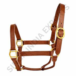 Cabestro para Caballo de Cuero Genuino SIE, Triple Costura con Herrajes de Latón Sólido, Collar Ajustable Premium para Equitación - Product Image 3