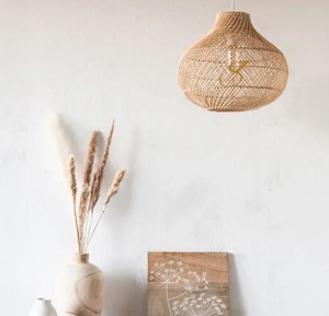 Luxury Onion Rattan Lampshade Open Mesh Pattern <b>Wicker</b> Basket Pendant <b>Light</b> Shade High Quality Hanging <b>Ceiling</b> Lamp Cover - Product Image 3