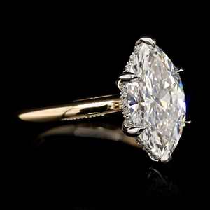 Anillo de compromiso y boda de plata de ley 925 con moissanita de corte marquesa de 4 quilates (8x16MM) y seis garras, regalos para fiestas - Product Image 3