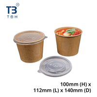 Tazón de Ensalada de Papel Kraft de Primera Calidad con Tapa, 1000cc, Contenedor Desechable para Puestos de Comida, Fiestas, Eventos, Bistro, Vendedor de Malasia