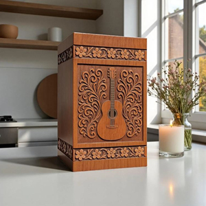 Personalized Rosewood Cremation Urn: Mountain & Moon Engraving Memorial Keepsake by AYAANS - Product Image 2