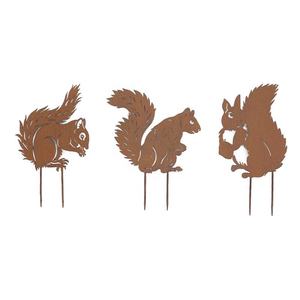 Oferta Especial: Set de 3 Estacas Metálicas Oxidadas para Jardín con Silueta de Ardilla, Arte de Hierro Hecho a Mano, Color y Tamaño Personalizables, Ming Rich - Product Image 1