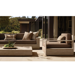 Sillón de Exterior Premium de Teca Sólida de Alta Gama con Cojín Grueso para Exteriores, Estructura de Madera Natural, Asiento de Lujo para Resort o Villa - Product Image 3