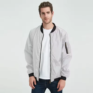High Quality Wholesale Custom Men's Zipper up Fashion Solid color with Embroidery For Men Streetwear Full Sleeves Bomber <b>Jackets</b> - Product Image 1