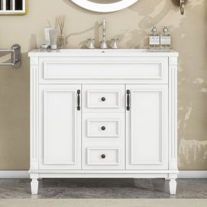 Mobile Bagno Moderno da 36 Pollici con Lavabo Singolo, 2 Ante e 2 Cassetti con Chiusura Ammortizzata - Product Image 3
