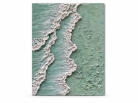 Peinture à l'huile abstraite peinte à la main, océan vert et blanc, texture épaisse, paysage marin sur toile, décoration murale pour la maison