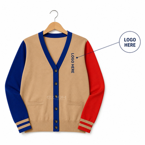 Cosh International <b>Acrylic</b> Knitted Sisterhood Sorority Navy Blue Brown Red Stylish Warm Winter Cardigan Stylish Sweater - Product Image 5