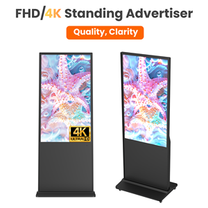 Pantalla publicitaria <span class=keywords><strong>de</strong></span> pie con kiosco táctil IR/PCAP <span class=keywords><strong>de</strong></span> 32-65 pulgadas, 4K, Android 11, 2GB/4GB/8GB <span class=keywords><strong>de</strong></span> RAM, cristal <span class=keywords><strong>de</strong></span> 3mm para <span class=keywords><strong>supermercados</strong></span> y comercios minoristas. - Product Image 1