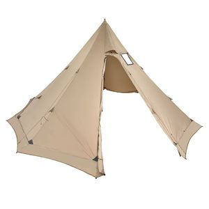 Tenda Tipi Portatile per 4-6 Persone con Apertura per Stufa, Leggera e Impermeabile in Tela, per Campeggio in 4 Stagioni - Product Image 1