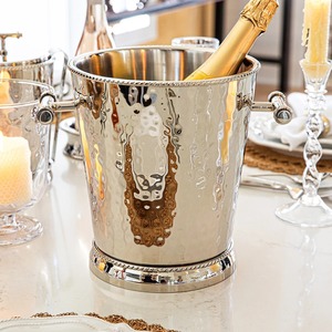 Galvanized Metal <b>Ice</b> Bucket with Wooden Handles Vintage Round Beverage <b>Cooler</b> Tub <b>for</b> Party - Product Image 4