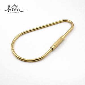 Customizable Gold Brass Oval Key Ring Carabiner <b>Spring</b> <b>Clip</b> Eco-Friendly Durable Design for Keychain Bag Hook Craft Hardware - Product Image 1