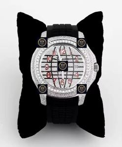 Montre Sportive Mécanique Analogique en Acier Inoxydable avec Lunette Sertie de Moissanite, Style Hip Hop, Étanchéité 10 ATM, GPS et Date Automatique - Collection Imperial Jewels - Product Image 1