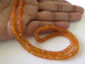 Cuentas de Granate Naranja en Forma de Rondelle, Microfacetadas, Spessartita, Granate Mandarín, para Joyería - Product Image 3