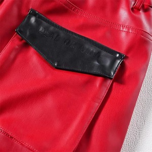 กางเกงหนังแท้พรีเมียมสำหรับผู้ชาย หนังวัวแท้ สไตล์นักขี่มอเตอร์ไซค์ แฟชั่น กางเกงขายาว รับทำโลโก้ตามสั่ง OEM จำนวนมาก - Product Image 3