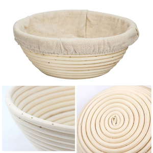 Cesta redonda para pan de masa madre con forro de tela, hecha a mano, ecológica, lista para regalar, con cesta de fermentación para panaderos caseros y panaderías. - Product Image 1