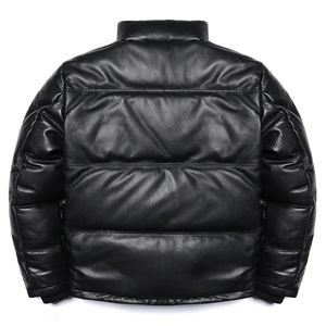 Veste unisexe en cuir véritable de peau de mouton, duvet de canard blanc, capuche en peau de chèvre, manteau chaud et épais pour l'hiver - Product Image 5