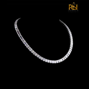 สร้อยคอเทนนิสทรงเหลี่ยมเพชรแล็บโกรว์ Emerald Majesty Riviere ตัวเรือนทองคำแท้ 9K 14K 18K เครื่องประดับชั้นดี - Product Image 2