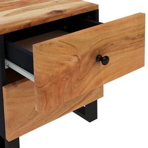 Mesita de Noche de Madera Natural y Negra con Diseño Elegante - Product Image 6