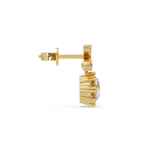Pendientes Colgantes Florales de Oro Puro de 14K con Diamantes Cultivados en Laboratorio de Corte Redondo Certificados por IGI, Hoja Marquise y Mariposa, Joyería Fina para Mujer - Product Image 4