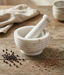 Natural White Marble Mortar Pestle Set Bulk Wholesale Heavy Duty Spice <b>Grinder</b> for <b>Herbs</b> Garlic Pepper Kitchen Tool - Product Image 3