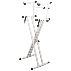 Heavy Duty Metal 2-Tier Double X Foldable Keyboard <b>Stand</b> Adjustable 5-Core DJ <b>Controller</b> <b>Stand</b> - Product Image 1