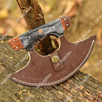 Hoogwaardig, superscherp, ambidextrous, ergonomisch Alaska Ulu-mes met Damascus-patroon, halvemaanvormig lemmet en echt houten handvat voor de keuken