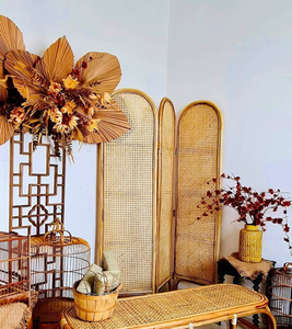 Bamboo Room Divider, Private Folding Portable Partition <b>Screen</b> for Home Office - Natural Rattan Wicker Partition Room Dividers - Product Image 6