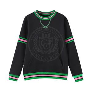 Custom Sorority Alpha <b>Black</b> Knitted Greek Cotton Fleece Embroidery Logo <b>Crew</b> <b>Neck</b> Women's <b>Sweatshirts</b> Pullover Collage Wear - Product Image 2