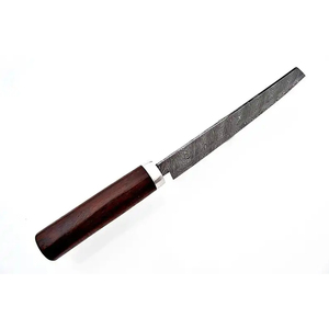 Cuchillo de Chef Personalizado Hecho a Mano por Burraq Ecommerce, Hoja de Acero de Damasco de 7 Pulgadas y 3.0 mm de Grosor, Mango de Madera, Funda de Cuero - Product Image 1