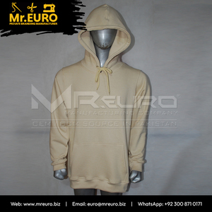 Sweat à capuche décontracté pour homme avec cordon de serrage, poche kangourou, couleur unie beige, écologique, 350g, coupe classique - Product Image 6