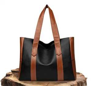 Sac fourre-tout classique pour femme en cuir véritable avec bandoulière marron, grande capacité, ouverture supérieure, sac décontracté pour usage quotidien, prêt à être expédié - Product Image 2