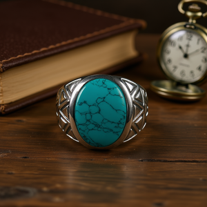 Designer <b>Turquoise</b> Mens Fashion <b>Ring</b> 6.9 Grams - Product Image 3