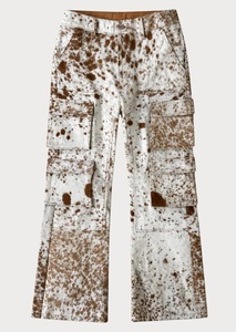 Pantalones Cargo de Pierna Ancha de Cuero Resistentes al Viento, Color Marrón y Blanco, Personalizados, para Hombre y Mujer, con Múltiples Bolsillos - Product Image 5