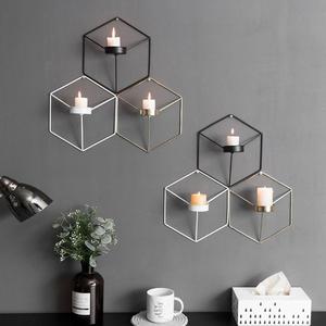 Wholesale Nordic Iron Art <b>Wall</b> Candle Holder Geometric Metal Tea <b>Light</b> Holders Hanging <b>Sconce</b> Home Decoration Tea <b>Light</b> Holder - Product Image 1