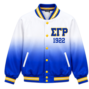 เสื้อแจ็คเก็ตบอมเบอร์ Sigma Gamma Rho สำหรับผู้หญิง ดีไซน์ทันสมัย สไตล์ลำลอง ซิปด้านหน้า เสื้อแจ็คเก็ตสมาคมนักศึกษากรีก เสื้อคลุมแฟชั่น รับผลิตแบบ OEM ODM - Product Image 1