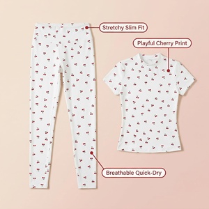 Ensemble de yoga décontracté 2 pièces pour femme : Leggings taille mi-haute et hauts à manches longues/courtes, séchage rapide, respirant, anti-bactérien, tenue de sport - Product Image 4