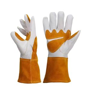 Gants de soudage personnalisés avec logo, résistants à la chaleur, à manchette longue, en cuir de protection, OEM ODM, directement de l'usine - Product Image 4
