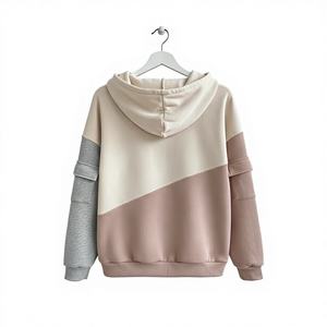 Nouveau – Vente en gros OEM – Sweats à capuche unisexes en molleton 100 % coton premium, coupe oversize, 400 g, délavés à l'acide, à sequins, color block, avec poches sur les manches - Product Image 2