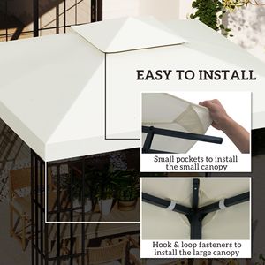 Telo di Ricambio Moderno a 2 Livelli Anti-UV 3x3m per Gazebo, Copertura Bianco Crema per Giardino, Patio, Cortile, Padiglione Esterno - Product Image 5