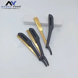 Navaja de Afeitar Turca de Alta Calidad con Mango de Plástico para Hombre, Cuchilla Única, Negra y Dorada, Navaja Recta de Barbero, Proveedor al por Mayor, Logotipo Personalizado - Product Image 2