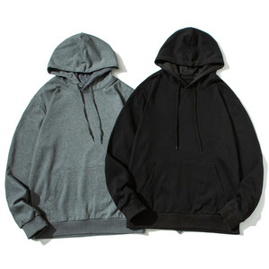 Men's Oversized Hooded Sweatshirt Solid Color Cotton French Terry Casual Pullover Hoodie <b>Black</b> Gray Autumn Wear 2027 - Product Image 4