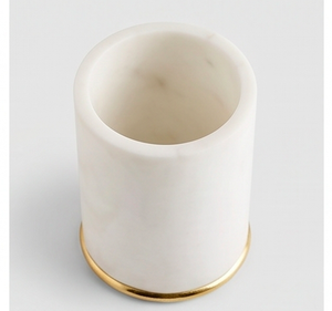 Ceramic Food Container Round <b>White</b> With Gold Base And Lid Minimalist Design Polished Finish For Kitchen Use And <b>Table</b> - Product Image 3