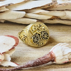Fashionable Ethnic Signet <b>Ring</b> Vintage Brass <b>Rings</b> For Men 18k Gold Plated Chariot <b>Statement</b> Jewelry Wholesale/OEM/ODM - Product Image 1