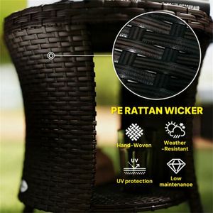 Tavolino da Caffè Marrone Misto per Esterni, Tavolo Laterale da Giardino/Terrazzo (Solo Tavolo) - Product Image 3