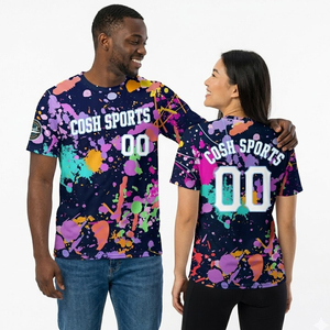 Streetwear Colorful Splash T-Shirt Custom Name and Number Graphic All-over Print Hip Hop Style T-Shirts Supplier - Product Image 1