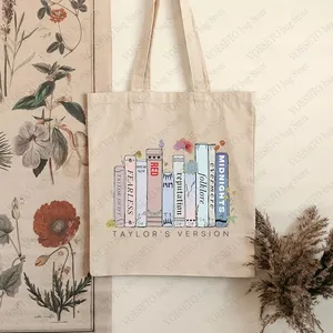 Bolsa de Lona con Diseño Floral del Álbum Swiftie, Merchandise de The Eras Tour, El Mejor Regalo para Fans de TS, Amantes de la Música, Bolsa de Compras - Product Image 4