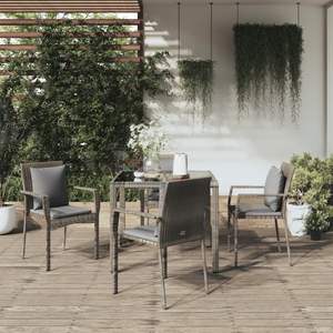 Conjunto de Comedor Modular Compacto para Jardín de Ratán Sintético Gris - Product Image 1