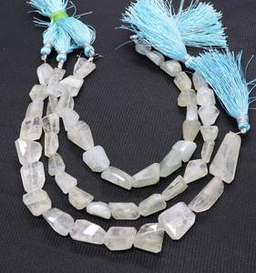 Perles de pierres précieuses en aquamarine naturelle, facettées, de forme irrégulière, 10-12 mm, perles d'aquamarine en vrac, 8,5 pouces, pour la création de bijoux - Product Image 1